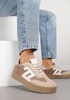 Brązowe Sneakersy z Geometrycznym Wzorem Adelnaria