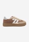 Brązowe Sneakersy z Geometrycznym Wzorem Adelnaria