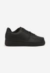 Czarne Buty Sportowe Sneakersy ze Skóry Naturalnej z Perforacją Solnelisse