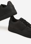 Czarne Buty Sportowe Sneakersy ze Skóry Naturalnej z Perforacją Solnelisse