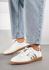 Białe Skórzane Sneakersy w Stylu Tenisówek z Geometrycznym Zdobieniem Zaravella