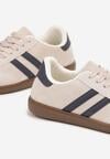 Beżowo-Granatowe Buty Sportowe Sneakersy z Paskami z Boku Nalovelle