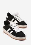 Czarno-Białe Sneakersy z Ozdobnymi Paskami Rilanira