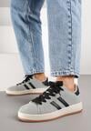 Szaro-Czarne Sneakersy z Ozdobnymi Paskami Rilanira