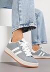 Szaro-Białe Sneakersy z Ozdobnymi Paskami Rilanira