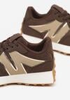 Brązowe Sneakersy z Geometrycznym Wzorem Rilestra