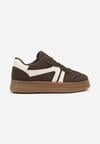 Brązowe Sneakersy w Stylu Tenisówek z Paskami Wiatalle