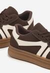 Brązowe Sneakersy w Stylu Tenisówek z Paskami Wiatalle