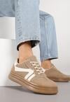 Beżowe Sneakersy w Stylu Tenisówek z Paskami Wiatalle