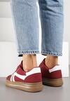 Bordowe Sneakersy w Stylu Tenisówek z Paskami Wiatalle