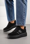 Czarne Sneakersy na Grubej Podeszwie z Tłoczeniem Rilunessa