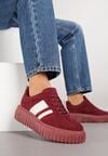 Bordowe Sneakersy na Grubej Podeszwie z Tłoczeniem Rilunessa