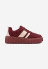 Bordowe Sneakersy na Grubej Podeszwie z Tłoczeniem Rilunessa