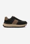 Czarno-Brązowe Sneakersy na Grubej Podeszwie Ellitte