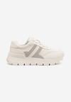 Biało-Szare Sneakersy z Ozdobnymi Przeszyciami Alentia
