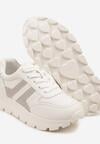 Biało-Szare Sneakersy z Ozdobnymi Przeszyciami Alentia