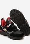 Czarno-Czerwone Buty Sportowe Sneakersy ze Skórzaną Wkładką i Ozdobami Riloreia