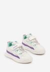 Biało-Fioletowe Buty Sportowe Sneakersy na Rzep ze Skórzaną Wkładką Falinea