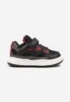 Czarno-Czerwone Buty Sportowe Sneakersy na Rzep ze Skórzaną Wkładką Falinea