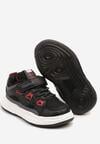 Czarno-Czerwone Buty Sportowe Sneakersy na Rzep ze Skórzaną Wkładką Falinea