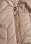 Beżowa Pikowana Kurtka Przejściowa z Kapturem i Ściągaczami Fesarena