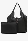 Czarna Torebka Typu Shopper z Przeszyciami Latarina
