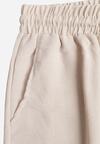Beżowe Spodnie z Wiskozą o Szerokim Kroju ze Ściągaczem w Talii Lavirre