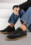 Czarne Sneakersy w Stylu Tenisówek Ozdobione Geometrycznym Wzorem Fesilia
