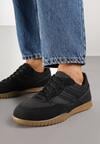 Czarne Sneakersy w Stylu Tenisówek Ozdobione Geometrycznym Wzorem Fesilia