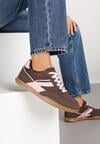 Brązowe Sneakersy w Stylu Tenisówek Ozdobione Geometrycznym Wzorem Fesilia