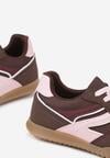 Brązowe Sneakersy w Stylu Tenisówek Ozdobione Geometrycznym Wzorem Fesilia