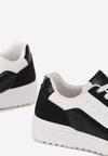 Biało-Czarne Sneakersy z Geometrycznym Wzorem i Perforacją Idellie