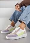 Fioletowe Sneakersy z Geometrycznym Wzorem i Perforacją Idellie