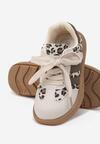Beżowe Buty Sportowe Sneakersy Typu Tenisówki ze Skórzaną Wkładką Hottane