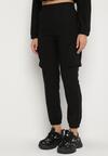 Czarny Komplet Dresowy w Stylu Cargo Bluza na Suwak i Joggery Sitene