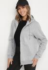 Szara Rozpinana Bluza z Bawełną i Kapturem Typu Oversize Diosa