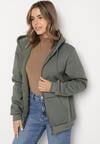 Zielona Rozpinana Bluza z Bawełną i Kapturem Typu Oversize Diosa