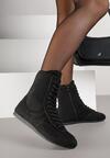 Czarne Sznurowane Sneakersy w Stylu Bokserskim Havanne