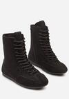 Czarne Sznurowane Sneakersy w Stylu Bokserskim Havanne