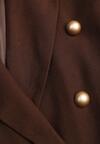 Brązowa Marynarka Dwurzędowa z Usztywnionymi Ramionami Clamira