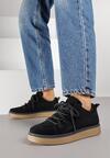 Czarne Sneakersy na Kauczukowej Podeszwie Lurrive