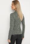 Zielona Bluzka z Bawełny w Stylu Longsleeve z Półgolfem w Literowy Nadruk Azelenia