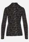 Czarna Bluzka z Bawełny w Stylu Longsleeve z Półgolfem w Literowy Nadruk Azelenia