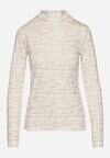 Biała Bluzka z Bawełny w Stylu Longsleeve z Półgolfem w Literowy Nadruk Azelenia