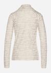Biała Bluzka z Bawełny w Stylu Longsleeve z Półgolfem w Literowy Nadruk Azelenia