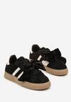 Czarne Sneakersy Typu Tenisówki z Welurową Kokardą  Anorisse