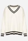 Jasnobeżowy Sweter z Domieszką Kaszmiru w Stylu Preppy Liendria