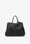 Czarna Dwukomorowa Torebka Typu Shopper Ozdobiona Metalicznymi Aplikacjami Adorrive