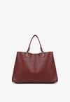Bordowa Dwukomorowa Torebka Typu Shopper Ozdobiona Metalicznymi Aplikacjami Adorrive