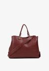 Bordowa Dwukomorowa Torebka Typu Shopper Ozdobiona Metalicznymi Aplikacjami Adorrive